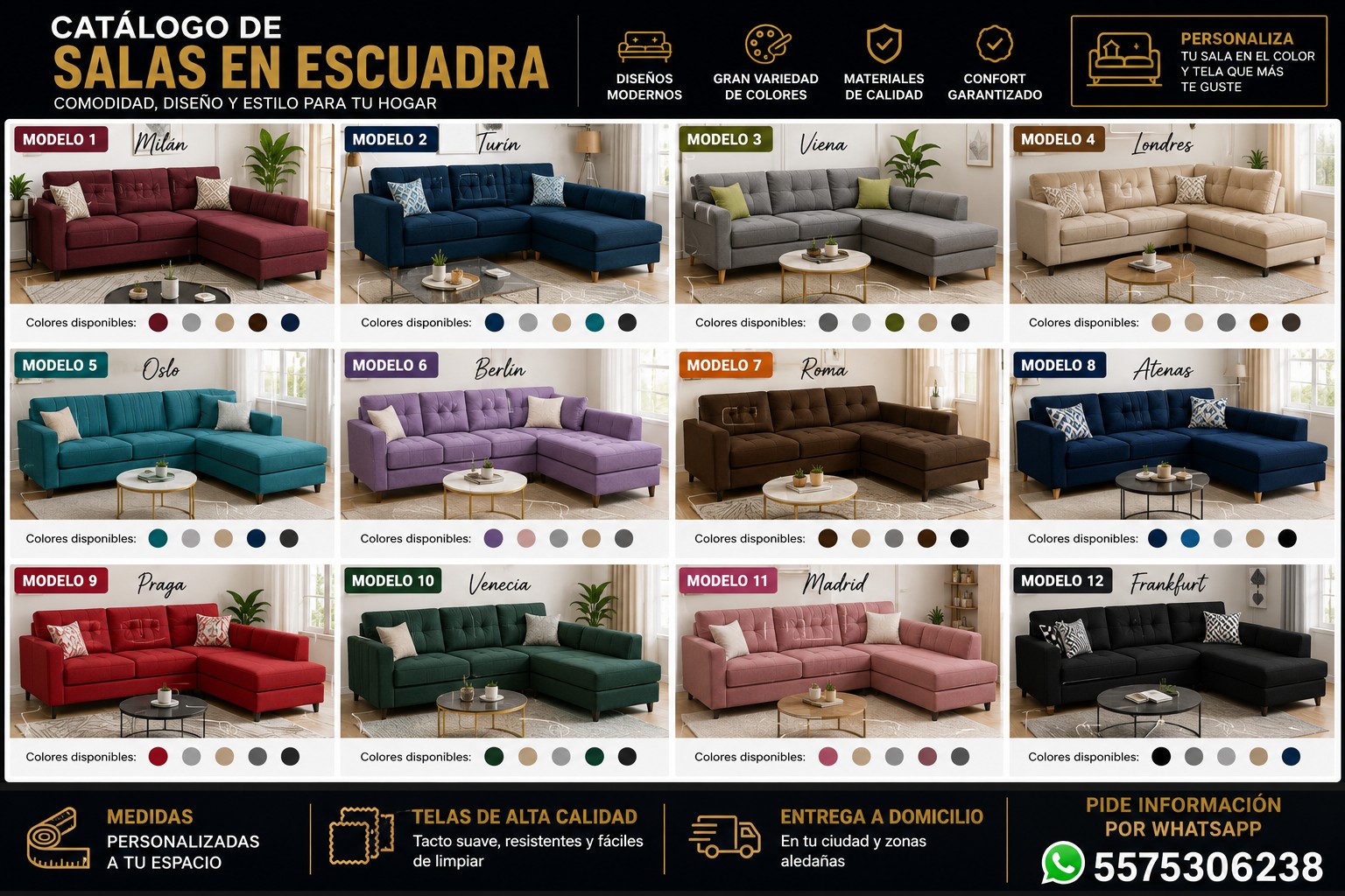 Catálogo de salas en escuadra